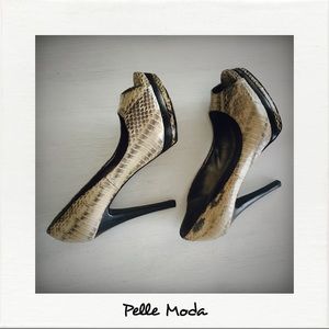 Pelle Moda Neutral Colored Snake Heels